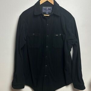 Ralph Lauren Polo Sport Black Fleece Long Sleeve Men’s Button Front Shirt Large